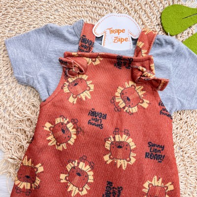 Conj. Camiseta e Jardineira Sunny Lion Roar - Ferrugem